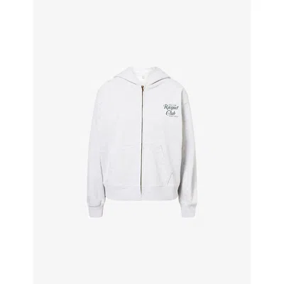 Sporty And Rich Womens Heather Gray Nyrc Zip-up Cotton-jersey Hoody Xl