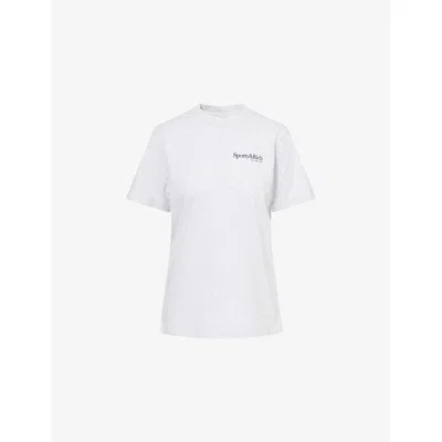 Sporty And Rich Womens Heather Gray Run Club Cotton-jersey T-shirt