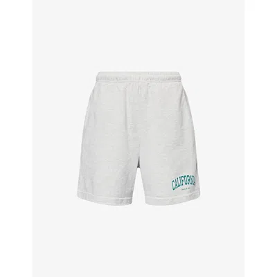 Sporty And Rich Womens Heather Gray Sports California Gym Cotton-blend Jersey Shorts