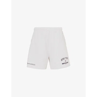 Sporty And Rich Womens Heather Gray Sporty & Rich For '47 X The New York Yankees League Cotton-jersey Gym Shorts In Beige