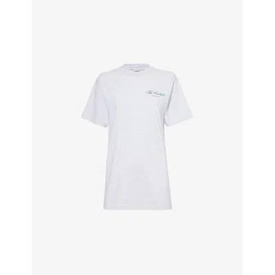 Sporty And Rich Womens Heather Gray The Carlyle Souvenir Short-sleeve Cotton-jersey T-shirt