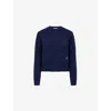 Sporty And Rich Womens Ivy Embroidered-branding Cashmere-wool Blend Knit Jumper Navy In Navy