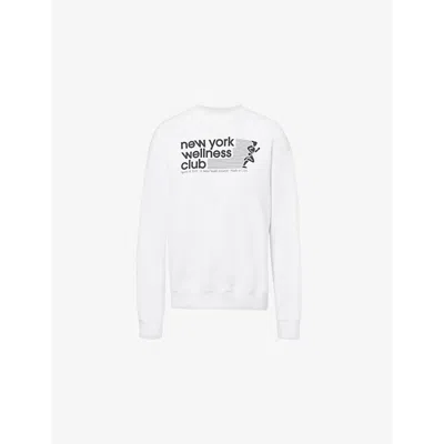 Sporty And Rich Womens Ivy Wellness Brand-print Cotton-jersey Sweatshirt White