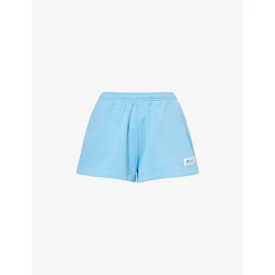 Sporty And Rich Womens Runner Soft Disco Cotton-jersey Shorts Juniper In Blue