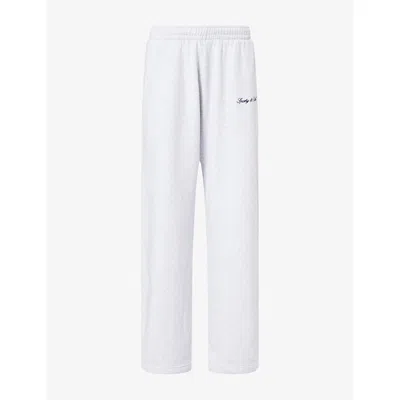 Sporty And Rich Womens Logo-embroidered Wide-leg Cotton Jogging Bottoms Heather Gray Xs In White