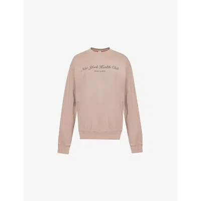 Sporty And Rich Womens Mink Brand-print Round-neck Cotton-jersey Sweatshirt