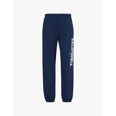 Sporty And Rich Womens Navy California Drawstring Straight-leg High-rise Cotton-jersey Jogging Bottoms
