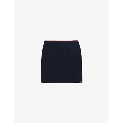 Sporty And Rich Womens Serif Cable Knitted Mini Skirt Navy