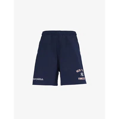 Sporty And Rich Womens Navy Sporty & Rich For '47 X The New York Yankees Home Run Cotton-jersey Shorts