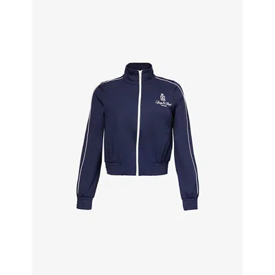 Sporty And Rich Womens Vendome Cropped Woven-blend Jacket Navy