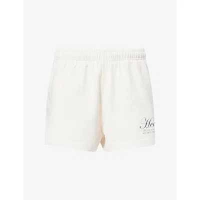 Sporty And Rich Womens Ny Health Disco Cotton Shorts Ecru In White