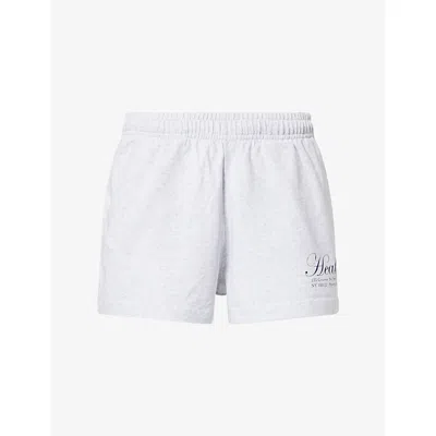 Sporty And Rich Womens Ny Health Disco Cotton Shorts Heather Gray Xs In White