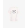 Sporty And Rich Womens Pink Dolphin Eden Crest Logo-print Cotton T-shirt In Pink