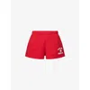 Sporty And Rich Womens Ruby Varsity Crest Disco Two-slip-pockets Cotton-jersey Shorts In Ruby
