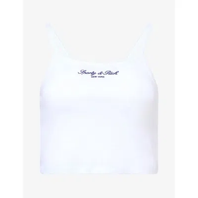 Sporty And Rich Womens Signature Ny Cropped Cotton Tank Top White Xs