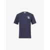Sporty And Rich Womens Dark Navy Beverly Hills Crest-print Cotton-jersey T-shirt