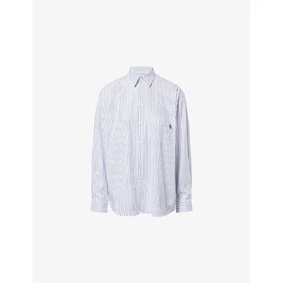 Sporty And Rich Womens Striped Oversized Cotton-poplin Shirt Blue Striped Xs In Multicolor