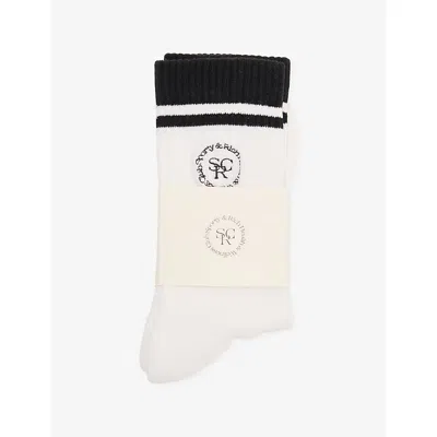 Sporty And Rich Womens Sporty & Rich Brand-embroidered Cotton-blend Socks In White/black