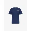 Sporty And Rich Womens Navy Bristol Faubourg Logo-print Cotton-jersey T-shirt In Navy