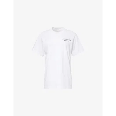 Sporty And Rich Womens White Bristol Faubourg Logo-print Cotton-jersey T-shirt