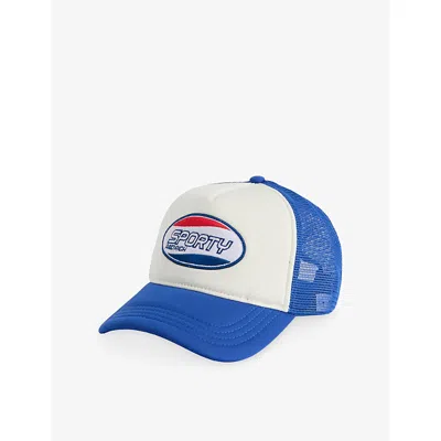 Sporty And Rich Womens Sporty & Rich Britney Logo-embroidered Cotton Baseball Cap In White/soda Blue