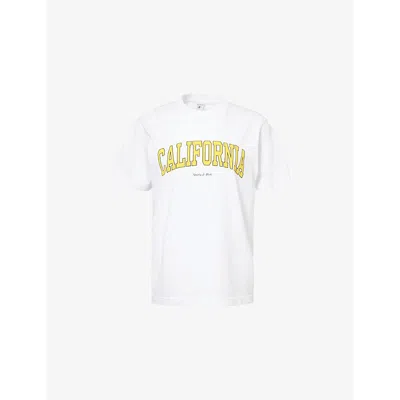 Sporty And Rich Womens California Round-neck Cotton-jersey T-shirt White