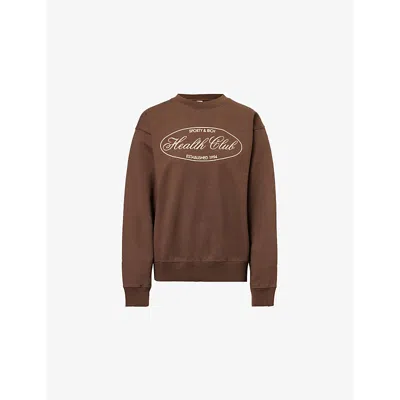 Sporty And Rich Womens Country Brand-print Cotton-jersey Sweatshirt Chocolate