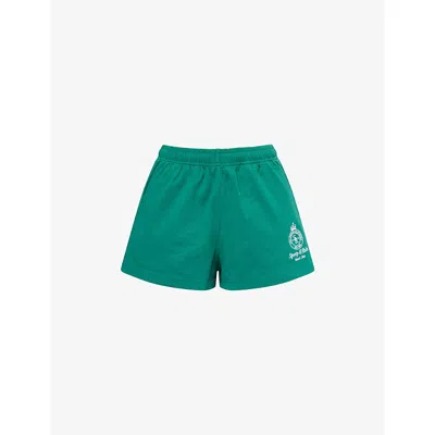 Sporty And Rich Womens Alpine Crown Tennis Embroidered Disco Cotton-jersey Shorts Xs In Blue