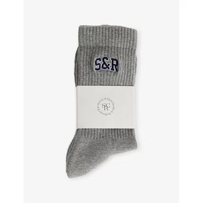 Sporty And Rich Womens Heather Gray Duty Ivy Logo Cotton-blend Socks