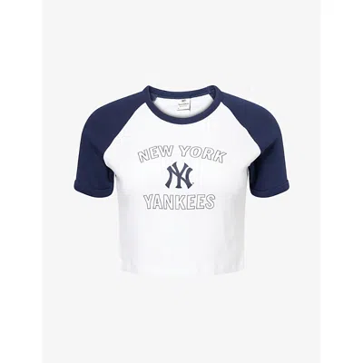 Sporty And Rich Womens Sporty & Rich For '47 X The New York Yankees Arch Baby Baseball Cotton-jersey T-shirt White/d In White/dark Navy