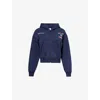 Sporty And Rich Womens Navy Sporty & Rich For '47 X The New York Yankees Home Run Cropped Cotton-jersey Hoody Xl In Navy