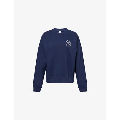 Sporty And Rich Womens Sporty & Rich For '47 X The New York Yankees Krystal Cotton-fleece Sweatshirt Dark Navy/white