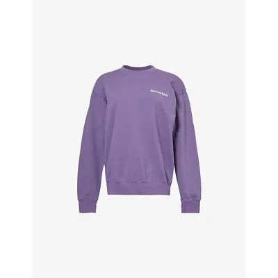 Sporty And Rich Womens Dusty Grape Health Is Wealth Crewneck Cotton-jersey Sweatshirt