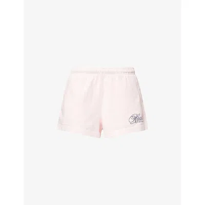 Sporty And Rich Womens Pink Dolphin Health Script Disco Cotton-jersey Shorts Xs In Yellow
