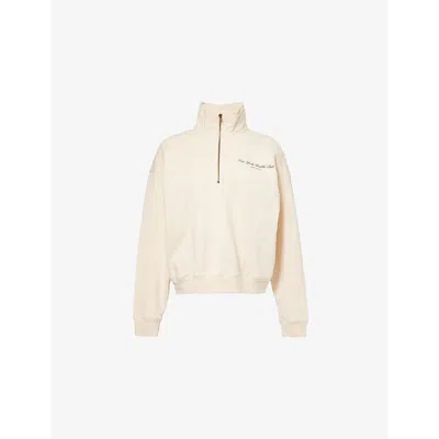 Sporty And Rich Womens Cream Ny Health Club Quarter-zip Cotton-jersey Sweatshirt