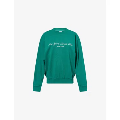 Sporty And Rich Womens Alpine Ny Tennis Club Round-neck Cotton-jersey Sweatshirt In Blue