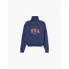 Sporty And Rich Usa Half-zip Cotton Sweatshirt In Navy