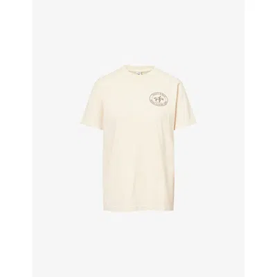 Sporty And Rich Womens Riding Club Logo-print Cotton-jersey T-shirt Cream Xl