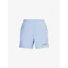 Sporty And Rich Womens Riding Gym Logo-print Cotton-jersey Shorts Washed Hydrangea In Washed Hydrangea