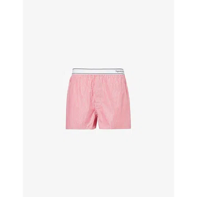 Sporty And Rich Womens Serif Striped Mid-rise Cotton-poplin Shorts White Red