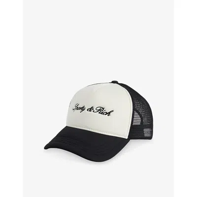 Sporty And Rich Womens Sporty & Rich Signature-logo Trucker Cotton Baseball Cap In White/black