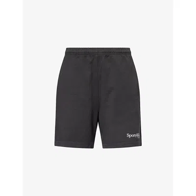 Sporty And Rich Womens Faded Black Sports Ny Gym Cotton-jersey Shorts