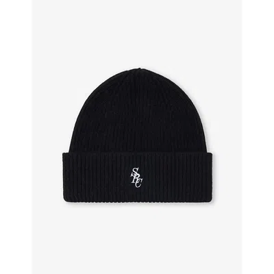 Sporty And Rich Womens Black Src Ribbed Wool Knitted Bean