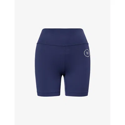 Sporty And Rich Womens Dark Navy Srhwc Biker High-rise Gym Shorts In Blue