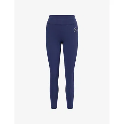Sporty And Rich Womens Dark Navy Srhwc Mid-rise Gym Leggings In Blue