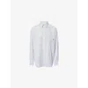 Sporty And Rich Womens Striped Oversized Cotton-poplin Shirt Blue Striped Xs In Forest Striped