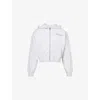 Sporty And Rich Womens Heather Gray The Carlyle Script Cropped Zip-through Cotton-jersey Hoody In Heather Gray