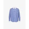 Sporty And Rich Womens Navy White The Carlyle Script Oversized Cotton Shirt In Navy White