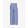 Sporty And Rich Womens Navy White The Carlyle Script Striped Cotton Pyjama Trousers In Navy White