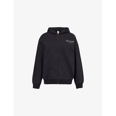 Sporty And Rich Womens Black The Carlyle Souvenir Zip-through Cotton-jersey Hoody